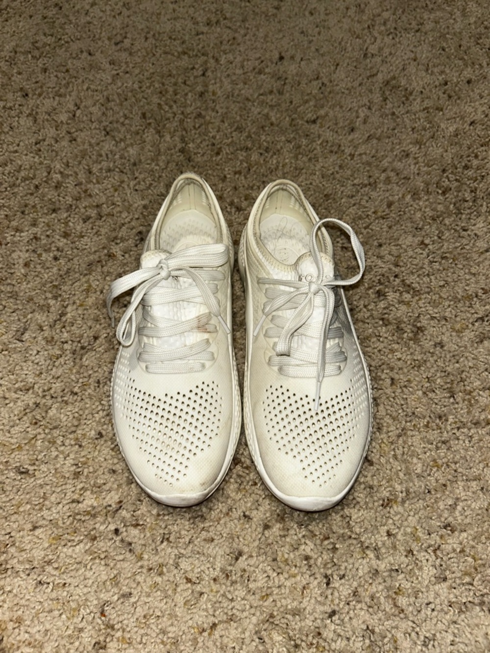 CROCS Women's White Knit Lace-Up Sneakers